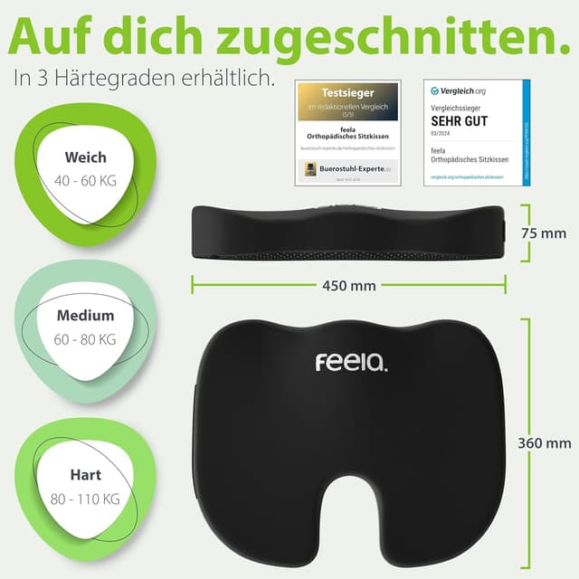 Thumbnail 4 de feela. Orthopädisches Sitzkissen Medium – Ergonomie für Stuhl und Auto