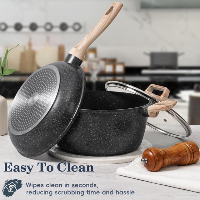 Detalle 2 de SODAY 12-Piece Granite Nonstick Cookware Set