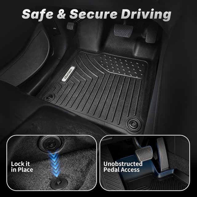 Detalle 2 de OEDRO Custom Fit TPE Floor Mats for 2017-2026 Ford F-250/F-350 Super Duty Crew Cab (with Under Storage Box)