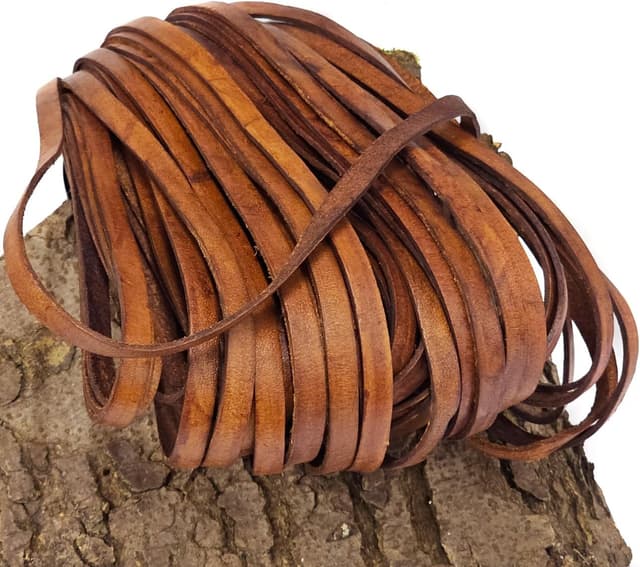 Thumbnail 6 de Cordoncino di cuoio piatto 10 mm x 2,5 mm, marrone antico, 10 metri