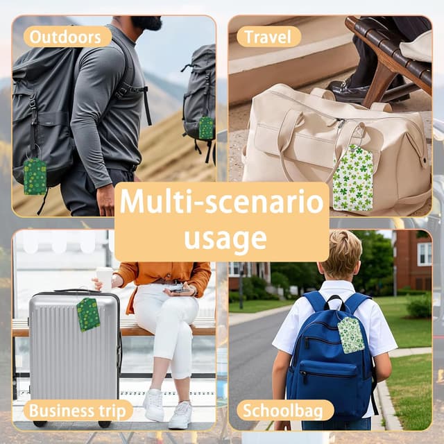 Thumbnail 6 de St Patrick's Day Shamrock Leather Luggage Tag