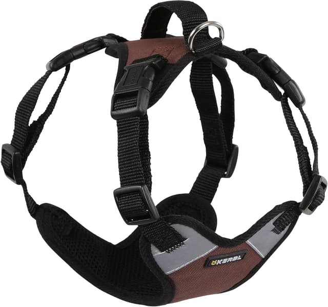 Detalle 2 de Kerbl Pet Hundegeschirr Pulsive (braun) – stufenlos verstellbar, reflektierende Flächen