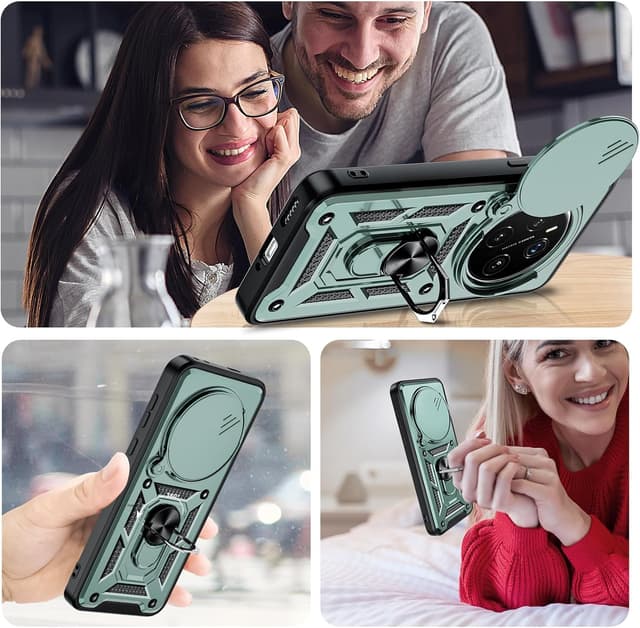 Thumbnail 6 de LeYi Military Shockproof Case with Sliding Camera Cover for Honor Magic 7 Pro 5G (Green)