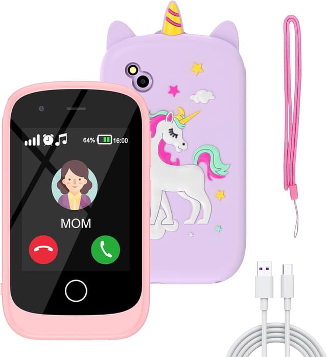 Detalle de Téléphone enfant rose avec caméra, livres audio et 17 jeux