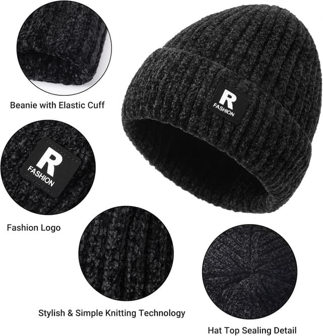 Thumbnail 4 de Winter Beanie Hat Circle Scarf Gloves Set Touchscreen Gloves 🧣