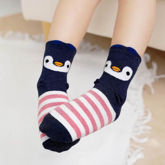 Detalle de LOFIR Chaussettes fantaisie coton pour filles – modèle animal chat/chien, lot de 5 paires