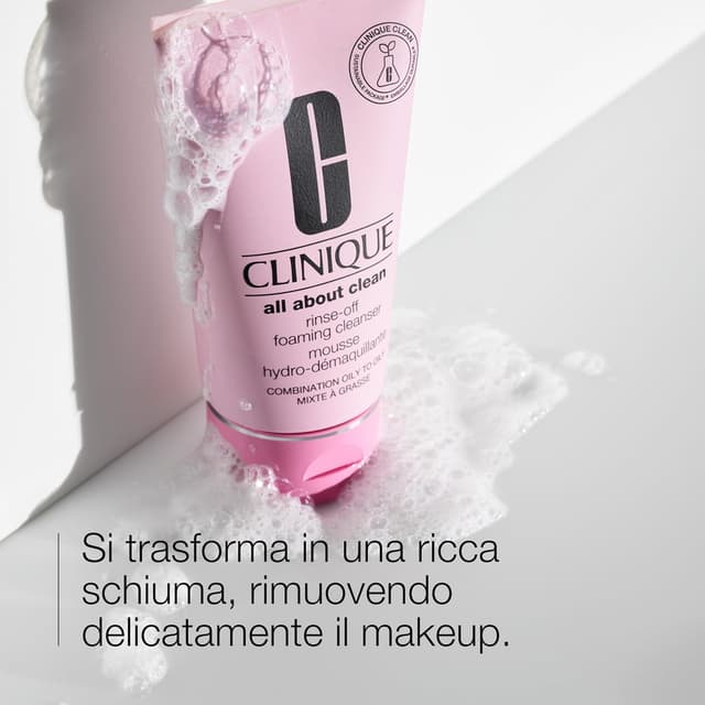 Detalle 2 de Clinique All About Clean Rinse-Off Foaming Facial Cleanser con acido ialuronico e glicerina, 150 ml