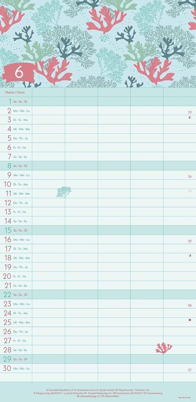 Thumbnail 6 de GreenLine Green Vibes 2025 Familienplaner (22x45 cm) mit Spiralbindung – Familienkalender in 5 Spalten