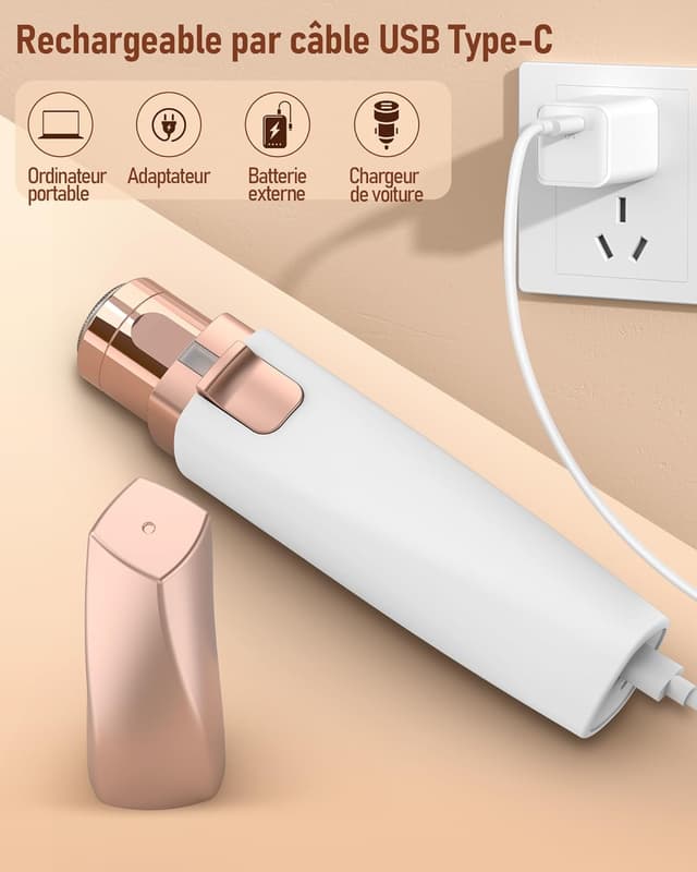 Thumbnail 6 de Tondeuse à sourcils & rasoir visage femme 2 en 1 rechargeable avec lumière LED