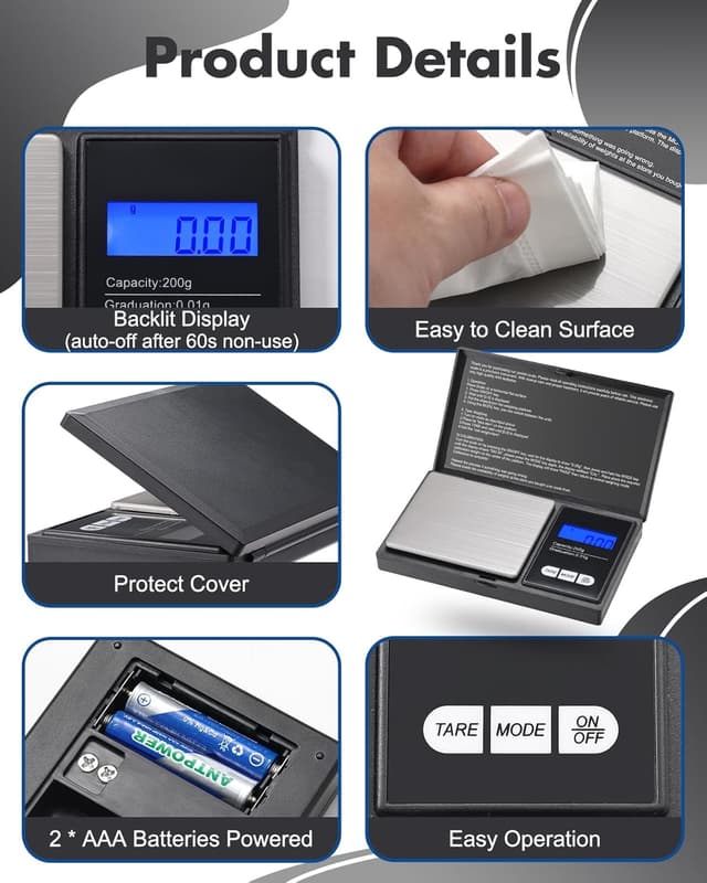 Detalle de Zacro digital kitchen scale 200g 0.01g