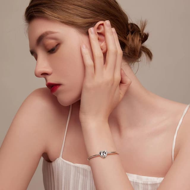 Detalle 2 de 925er Sterlingsilber Charms Anhänger Herz 4,5–5 mm