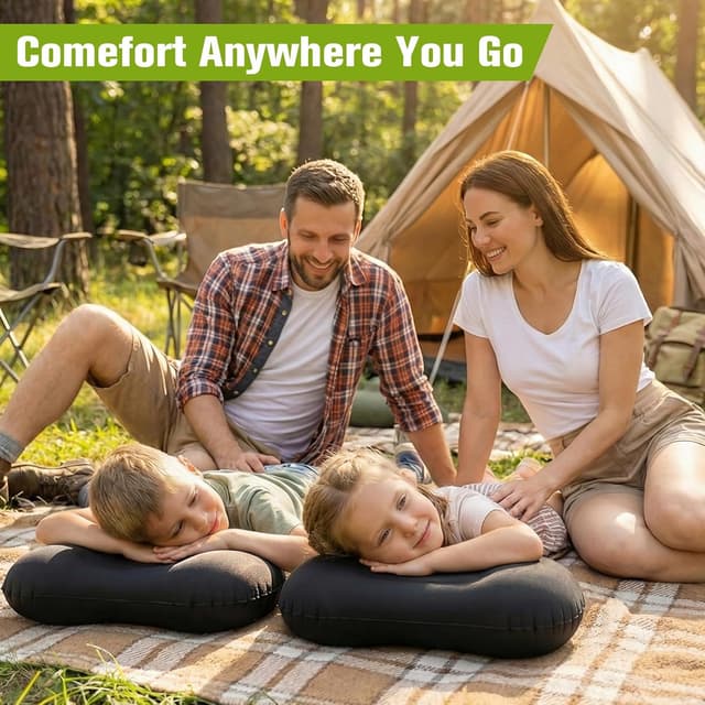 Detalle de JetsCush Camping Pillow – Lightweight inflatable travel and camping neck support (Black)