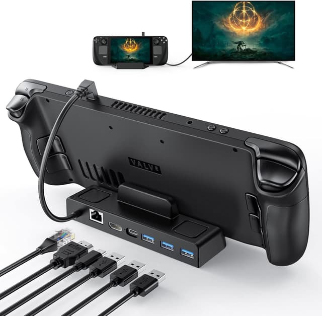 Detalle de Benazcap Docking Station for Steam Deck OLED (2023) / Steam Deck (2021) – 4K@60Hz HDMI, Gigabit Ethernet & USB-A 3.0