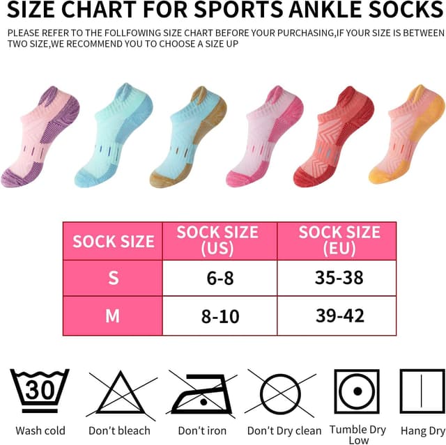 Thumbnail 6 de YOJOOM Women’s Athletic Socks (6 Pairs) – Cotton Cushioned Breathable Low-Cut Trainer & Running Ankle Socks