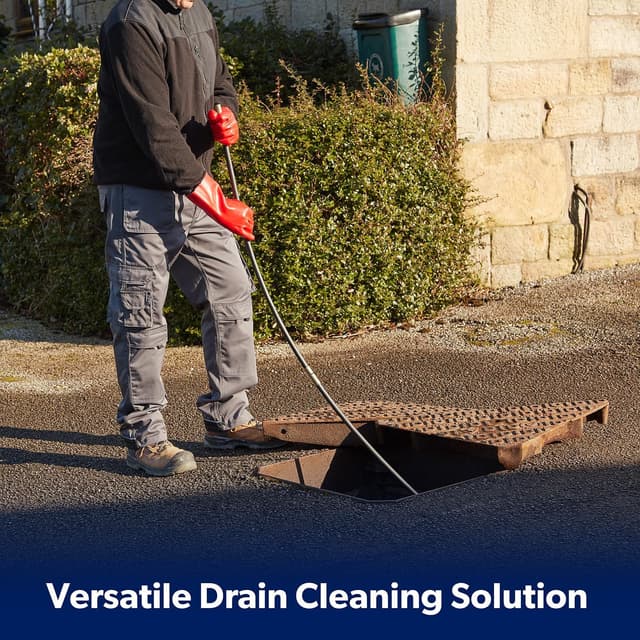 Detalle de Deeba UK 10m Drain Rod Kit with Heavy-Duty Gloves & Carry Bag – Flexible Drain Cleaner