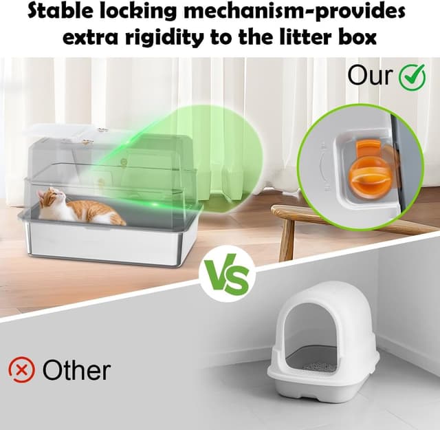 Thumbnail 4 de SZEE Stainless Steel Cat Litter Tray — Spacious Grey 🐱