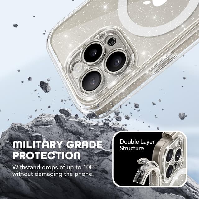 Detalle de TIESZEN for iPhone 15 Pro Max Case (MagSafe compatible) with Built-in Privacy Screen Protector & Camera Protection