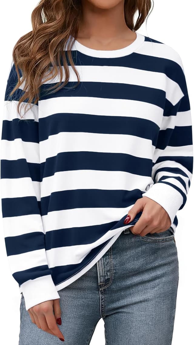 Imagen de Aottori Sudadera Mujer Rayas Oversize Algodón en OfertitasTOP