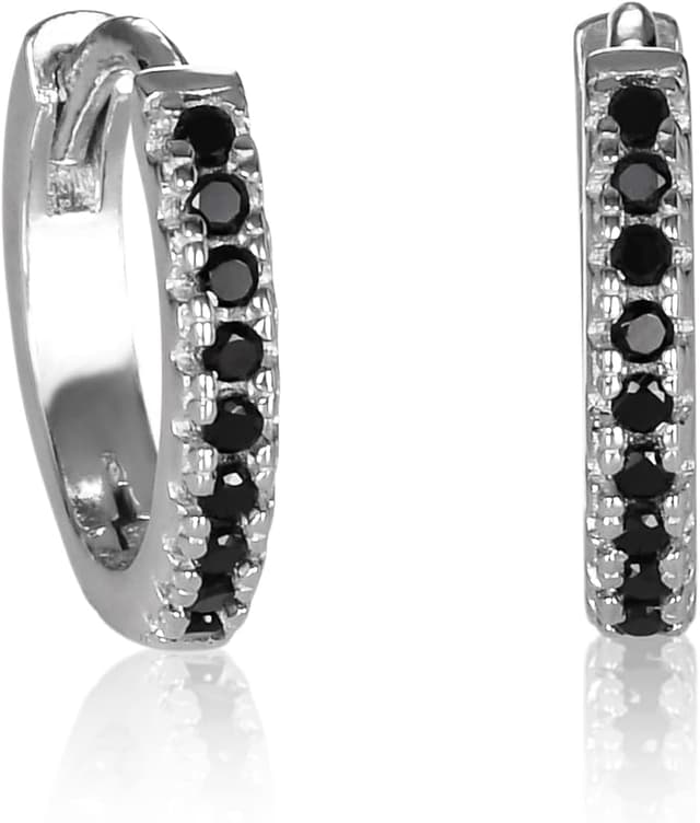 Thumbnail 6 de Namana Mini Créoles Huggies en argent sterling 925 avec zircons bleus