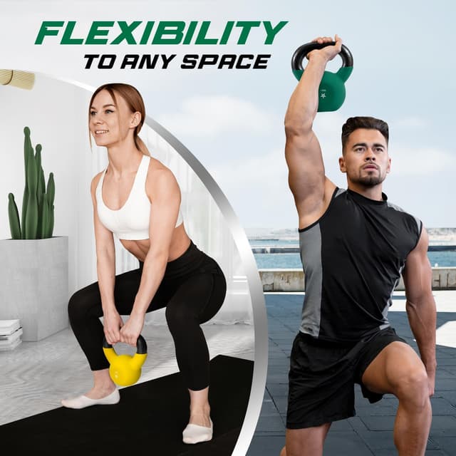 Detalle de Yes4All Gusseisen-Kettlebell 2–20 kg mit Neoprenüberzug (bunt) – Swing-Dumbbell, single