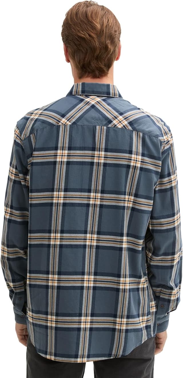 Detalle de TOM TAILOR Camicia Uomo a quadri in cotone, vestibilità regolare