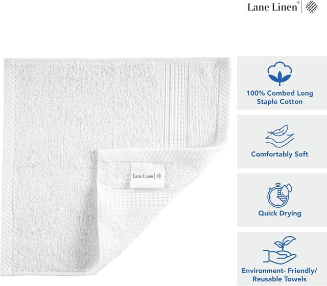 Thumbnail 5 de LANE LINEN 12 PC Wash Cloths 13x13 in