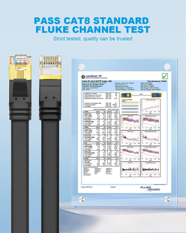 Thumbnail 6 de Yauhody CAT 8 Ethernet Cable 1m (5 Pack) Flat S/FTP with Gold-Plated RJ45 Connectors