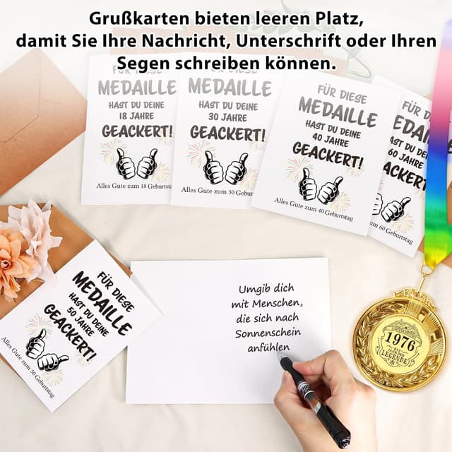 Detalle 2 de WenmthG Geburtstagsgeschenk zum 70. mit Medaille und Karte