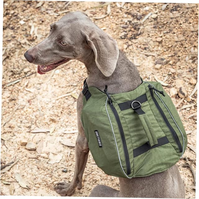 Detalle de OneTigris CAMELUS Hunderucksack für M/L Hunde (Ranger Grün) – 420D-Nylon mit YKK-Reißverschlüssen