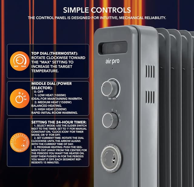 Detalle 2 de Air Pro 2500W Oil Filled Radiator