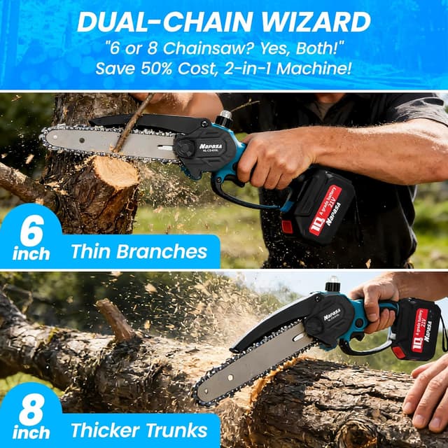 Thumbnail 1 de Brushless Mini Chainsaw Cordless 1100W 8000mAh