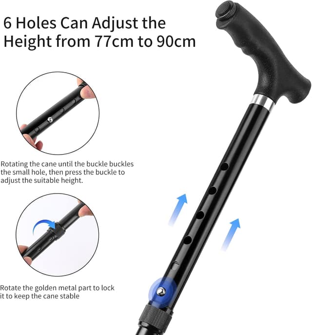 Thumbnail 4 de OOCOME Höhenverstellbarer Gehstock mit Licht 77–90 cm