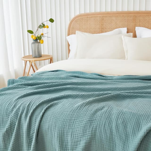 Detalle 1 de EMME Muslin Throw Blanket 50x70 Teal ๐