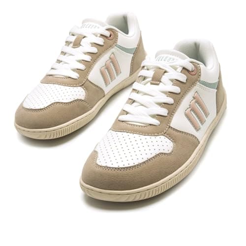 Detalle de MTNG Deportivas Barefoot Mujer Free-Aria 60840/60444 en beige, con cierre de cordones