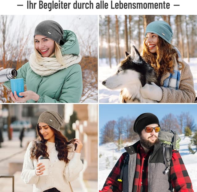 Detalle 2 de HAMUNI Wollmütze Beanie 100% Wolle 52–62 cm