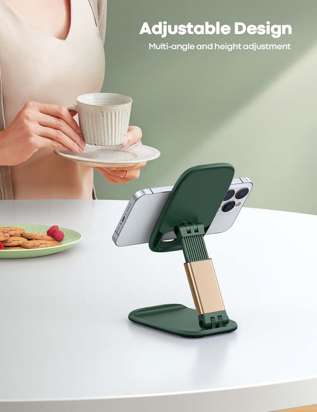 Thumbnail 1 de Lamicall Adjustable Phone Stand for Desk (Foldable) in Green – Height & Angle Adjustable for 4–8 inch phones
