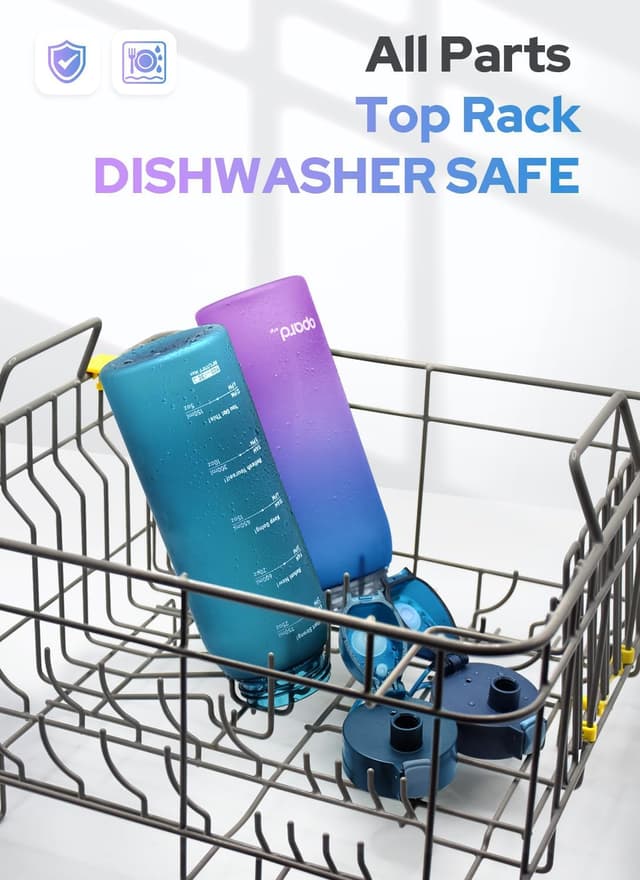 Detalle de Opard Zip 1000ml Tritan water bottle with flip-top, leakproof lid (dishwasher safe)