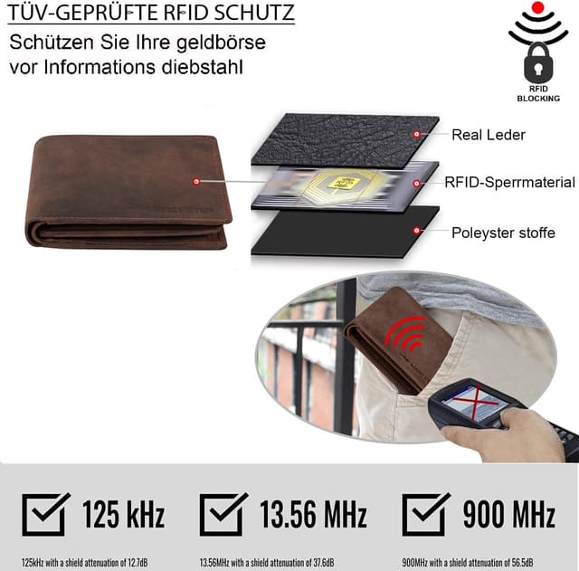 Thumbnail 6 de Marc Peter® California AirTag Wallet mit Münzfach und RFID-Schutz – Vintage Braun Geldbörse