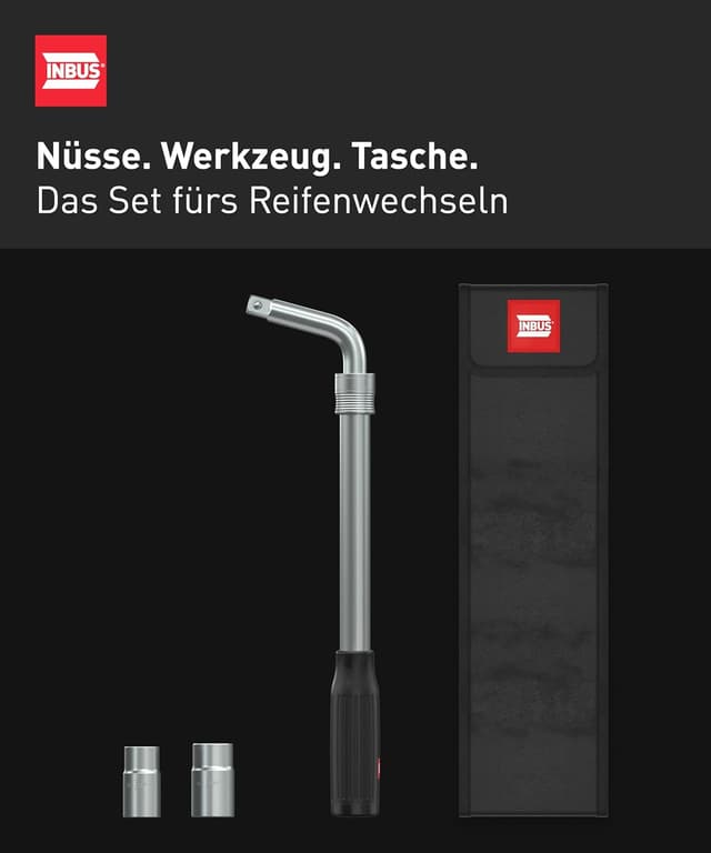 Detalle 2 de INBUS 74926 Teleskop-Radmuttern-Schlüssel Set (4-teilig) mit 17/19 & 21/23 mm Nüssen inklusive Tasche