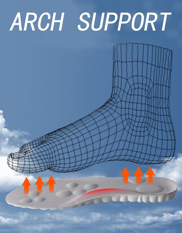 Detalle de 2 Pair Memory Foam Insoles with Arch Support (Black & Orange) – Trainers, Sports Shoes & Work Boots Replacement Inserts