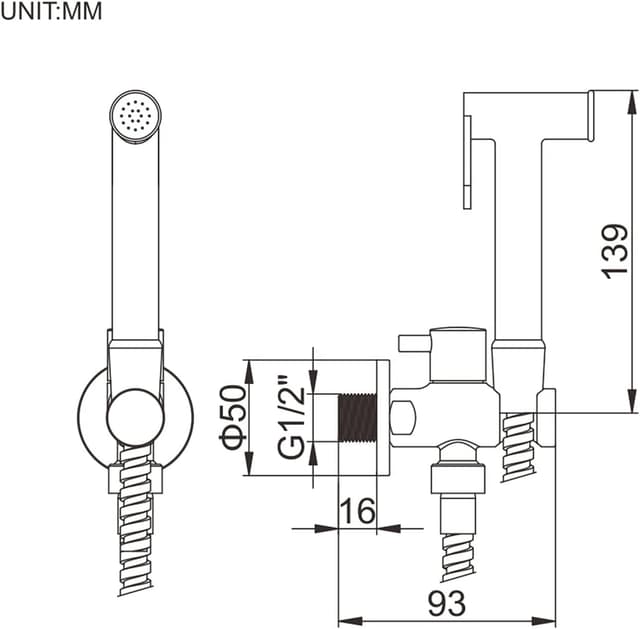 Detalle de Ibergrif M22015R doccetta per bidet con miscelatore, supporto e flessibile in finitura cromo