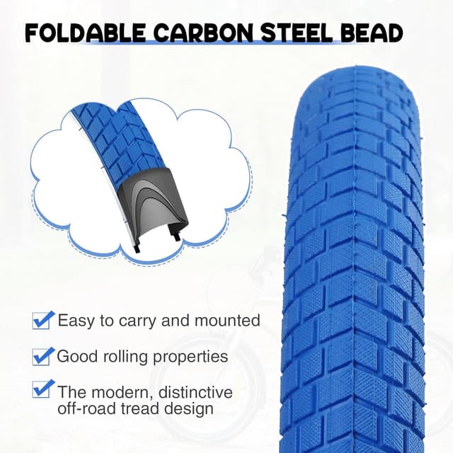 Detalle de ZUKKA 2er-Pack 20 x 2,125 Fahrradreifen (faltbar) inkl. Schlauch für 20 Zoll – AV 35 mm