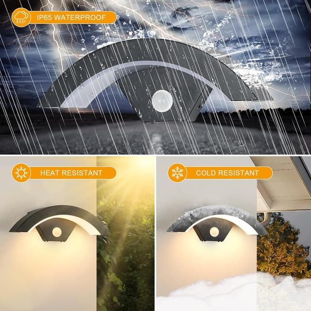 Thumbnail 6 de Comely 2 Pezzi Lampade da Esterno con Sensore di Movimento LED IP65 24 W 3000K