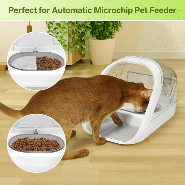Detalle 2 de Mat and Bowl Set for Automatic Microchip Pet Feeder (Single & Split Bowl + Mat), Grey
