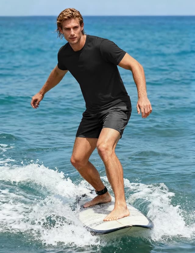 Detalle de KEFITEVD UV Shirt für Herren – kurzarm, schnelltrocknend und atmungsaktiv für Sport & Outdoor