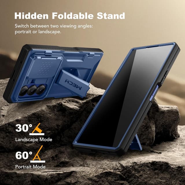 Thumbnail 6 de TONGATE for Galaxy Z Fold 7 Case with Privacy Screen Protector, Slide Camera Cover, Military-Drop Protection & Belt Clip (Blue)