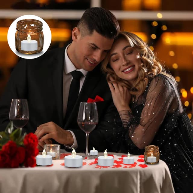 Detalle de Battery Operated Tea Lights Candles 50 Pack Flameless Flickering Tealights (Warm White)