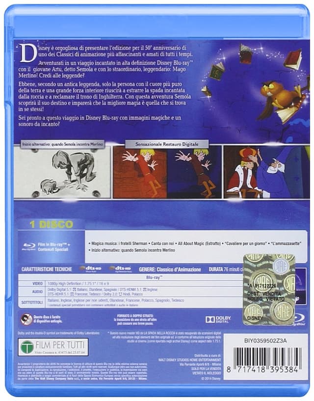 Detalle 2 de La Spada Nella Roccia (Special Edition 50° Anniversario) in Blu-ray