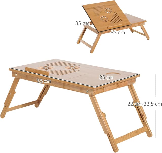 Thumbnail 6 de HOMCOM Table de lit bambou inclinable 55x35 cm