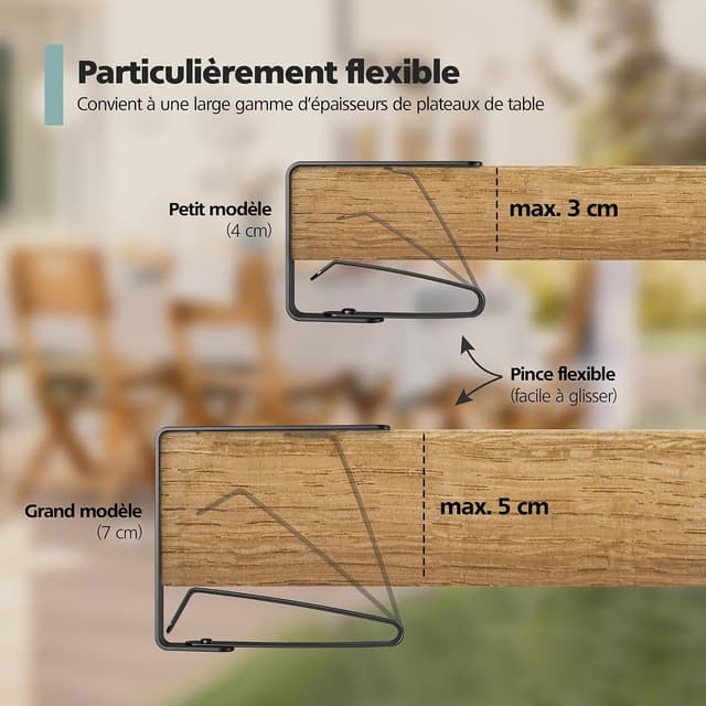 Detalle 2 de Virea – Lot de 4 pinces à nappe noir en acier inoxydable (pour tables jusqu’à 5 cm d’épaisseur)